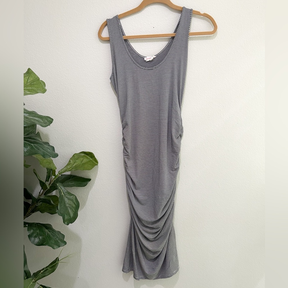 Ingrid and Isabel maternity tank midi dress thin stripes